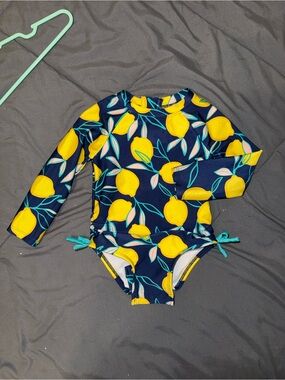 Lemon Print Rashguard Swimsuit